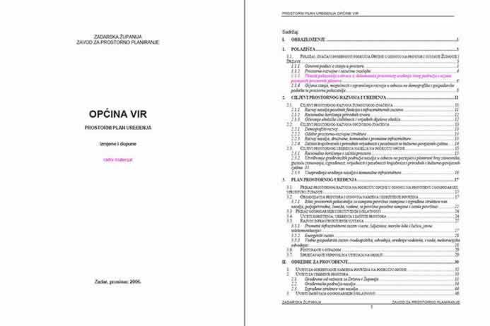 Prijedlog prostornog plana uređenja Općine Vir - izmjene i dopune - tekstualni dio